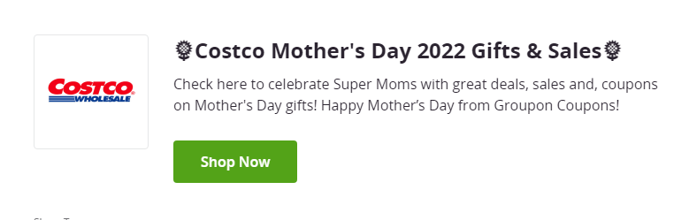 Promoción para el día de las madres en Costco de Groupon