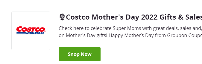 Promoción para el día de las madres en Costco de Groupon