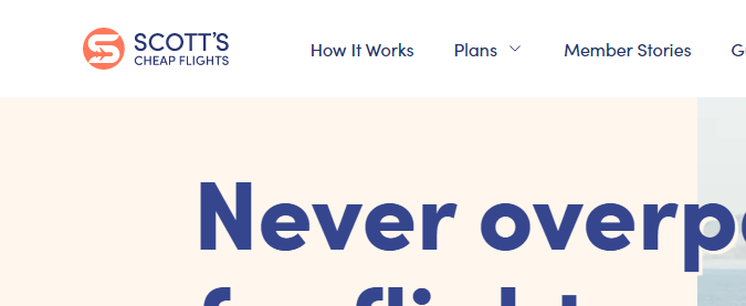 Página web de Scott's Cheap Flights