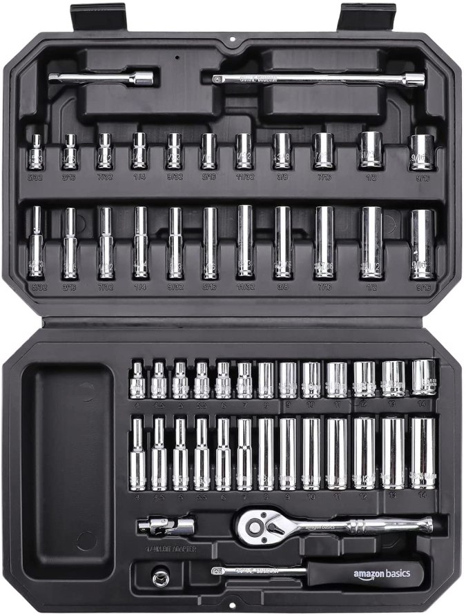 Set de Ratchet con cabezales intercambiables Amazon Basics