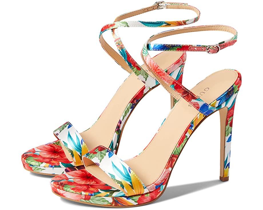 Tacones de aguja con estampado de flores multicolor GUESS