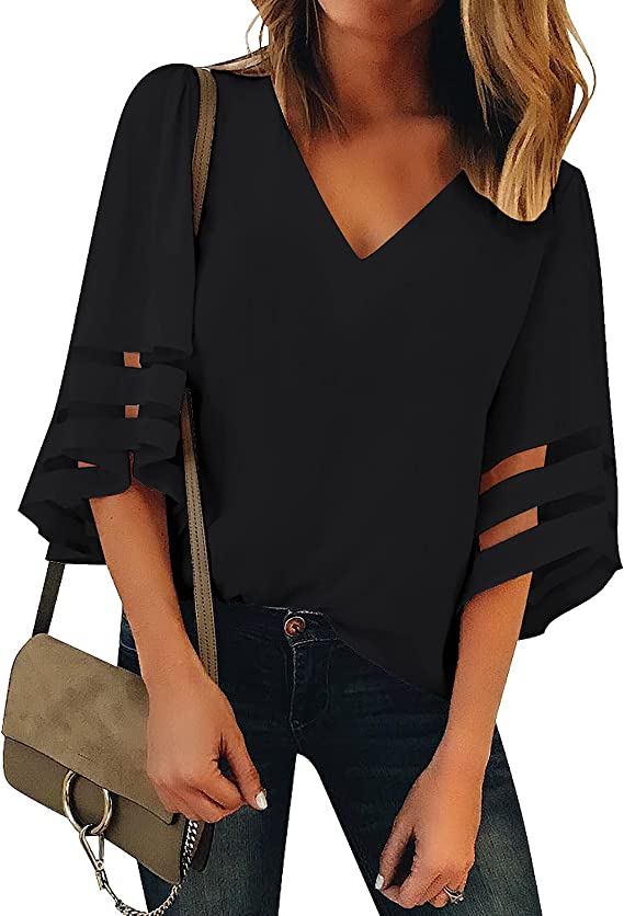Blusa negra para dama con corte en mangas LookbookStore
