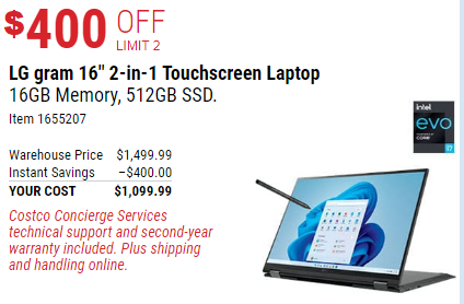 Laptop con pantalla táctil de 16 pulgadas LG – Ahorra $400