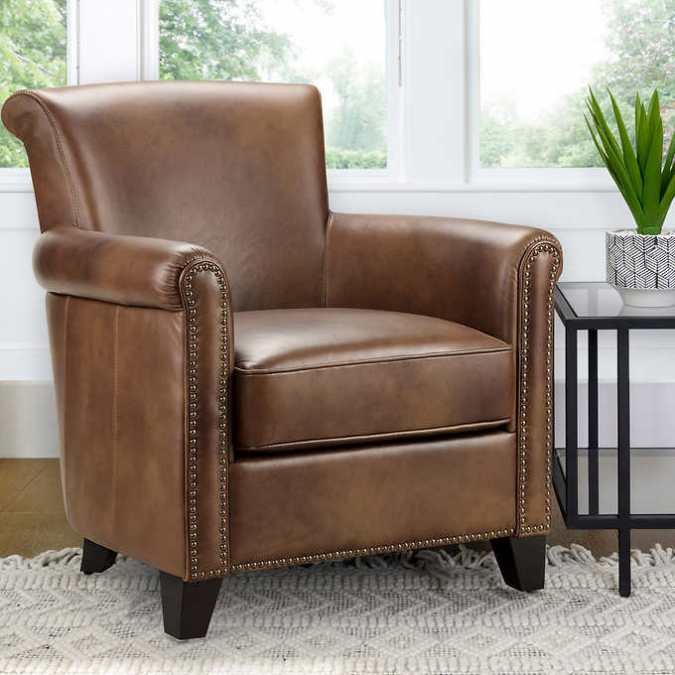 Sillón de cuero acolchado Monty