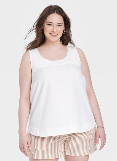 camisa blanca sin mangas para mujeres talla plus