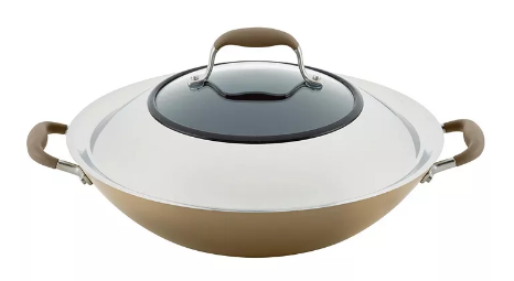 Wok de cocina de 14 pulgadas con tapa Anolon