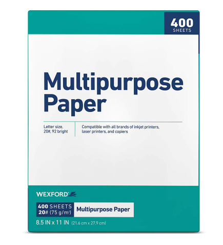 Paquete de hojas de papel en tamaño carta Wexford