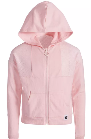 Suéter para niña de color rosa con cierre central Id Ideology