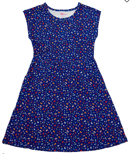 Vestido azul para niña con estampado floral Epic Threads