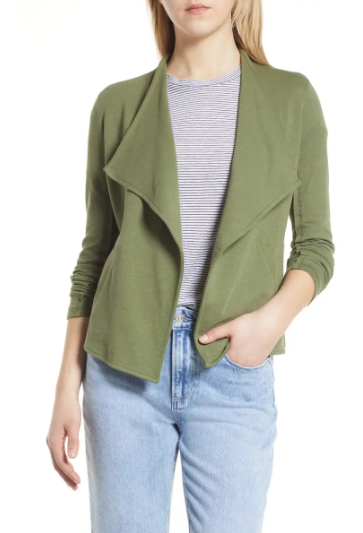 Blazer sin botones verde oliva para dama Caslon