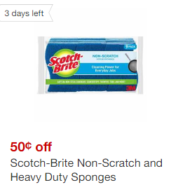 Descuento de $0.50 en paquetes de esponjas para limpiar Scotch-Brite