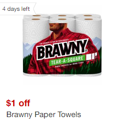 Descuento de $1 en paquete de toallas de papel Brawny