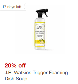 Descuento del 20% en jabón líquido espumoso para platos J.R. Walkins