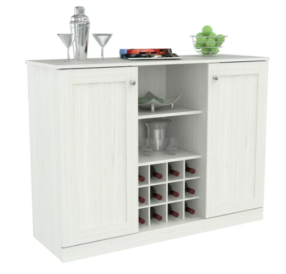 Mesa de bar con estantes y división para vinos Inval