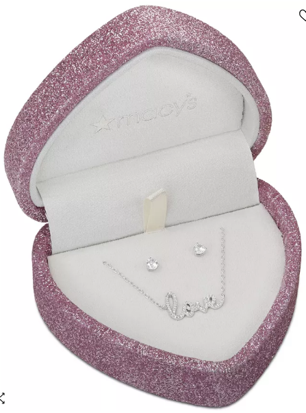 Set de pendientes y collar pequeño con la frase love Giani Bernini