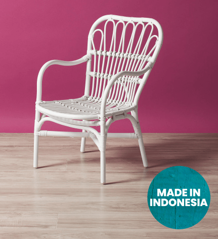 Silla de rattan blanca para niños Made in Indonesia