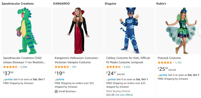 Disfraces para niños en Amazon