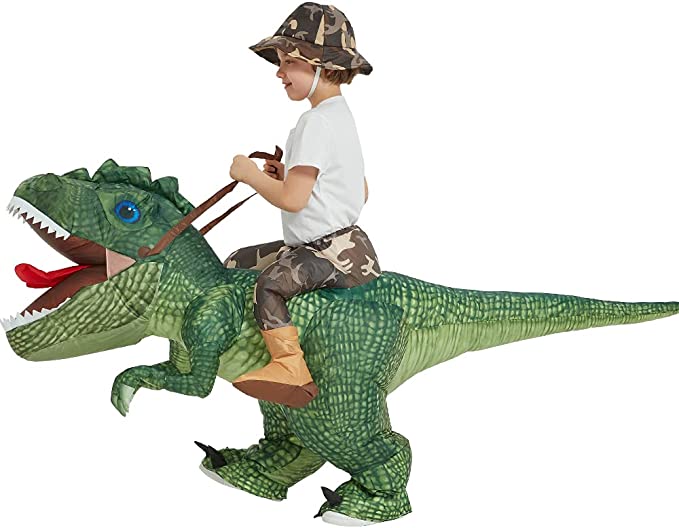 Disfraz inflable de niño cabalgando un dinosaurio One Casa