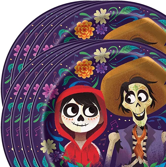Paquete de platos desechables con temática de película de Coco Unique
