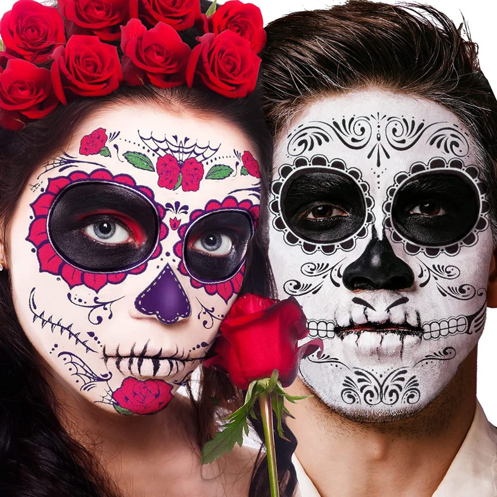 Set de calcomanías faciales de calaveras del Día de los Muertos Ever Plus