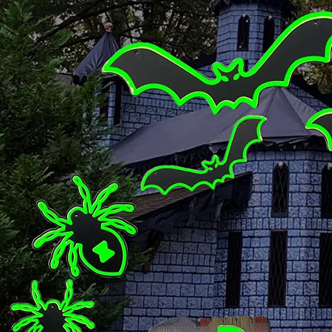 Set variado de letreros, murciélagos y arañas que brillan en la oscuridad BNLLD