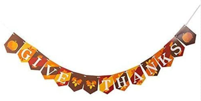 Banderín de papel con la frase "Give Thanks" Juvale