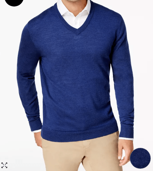 Suéter para caballeros azul con cuello en V Club Room