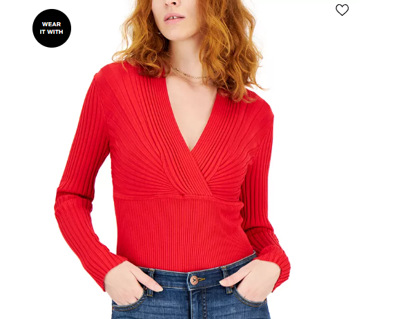 sueter rojo de mujer manga larga