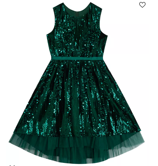 Vestido brillante para niña verde esmeralda Rare Editions