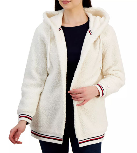 Chaqueta abierta y peluda para dama Tommy Hilfiger