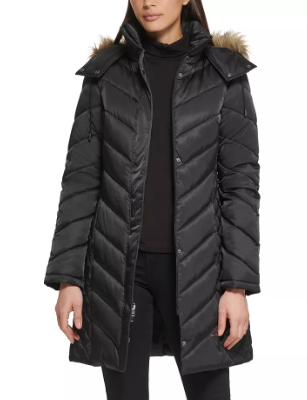 Chaqueta acolchada para dama con capucha Kenneth Cole