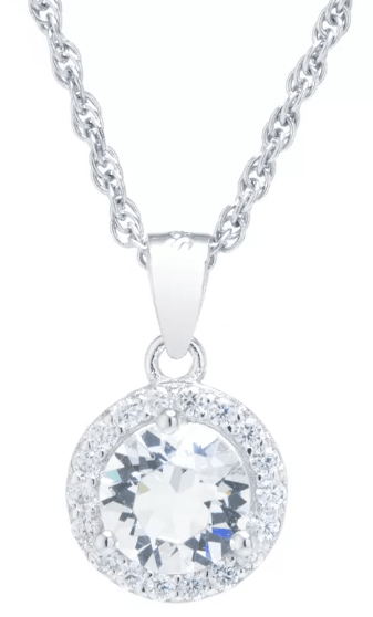 collar plateado con dije brillante