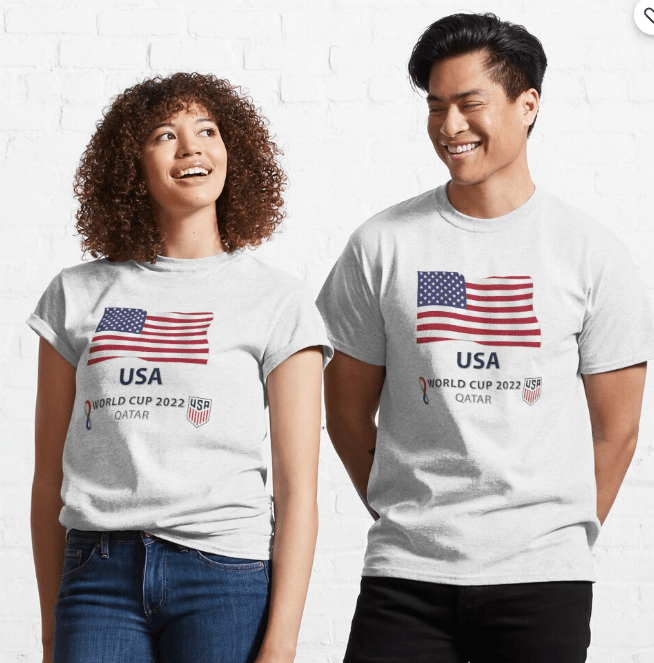 Franela blanca con bandera de apoyo a Estados Unidos