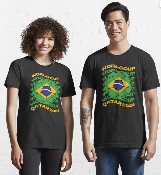 Franela con balón y apoyo al futbol brasileño
