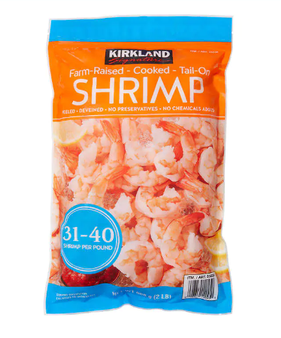 camarones limpios y congelados