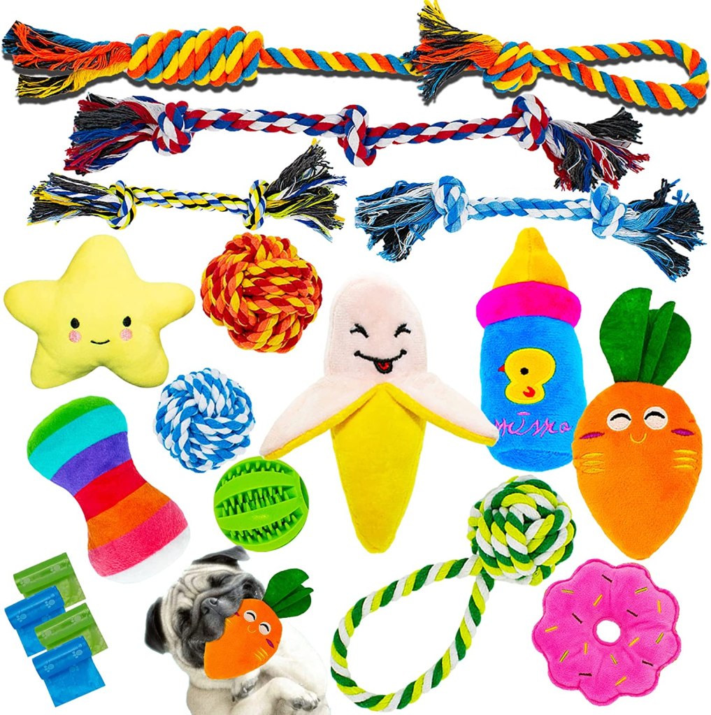 Paquete de juguetes variados para mascotas HappiFox.