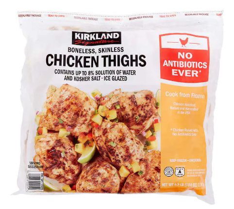 paquete de muslos congelados