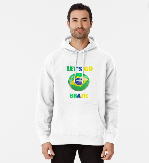 Suéter blanco con balón de futbol de brasil