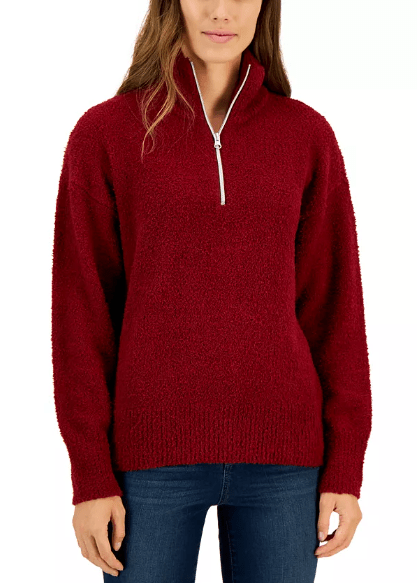 suéter grueso de mujer color rojo