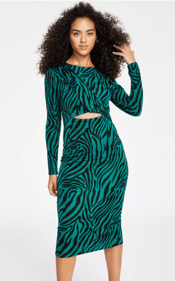 vestido verde con animal print