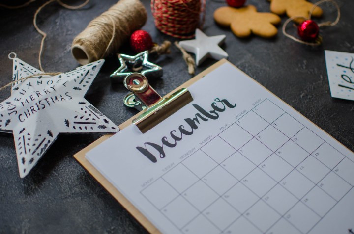 calendario mes de diciembre