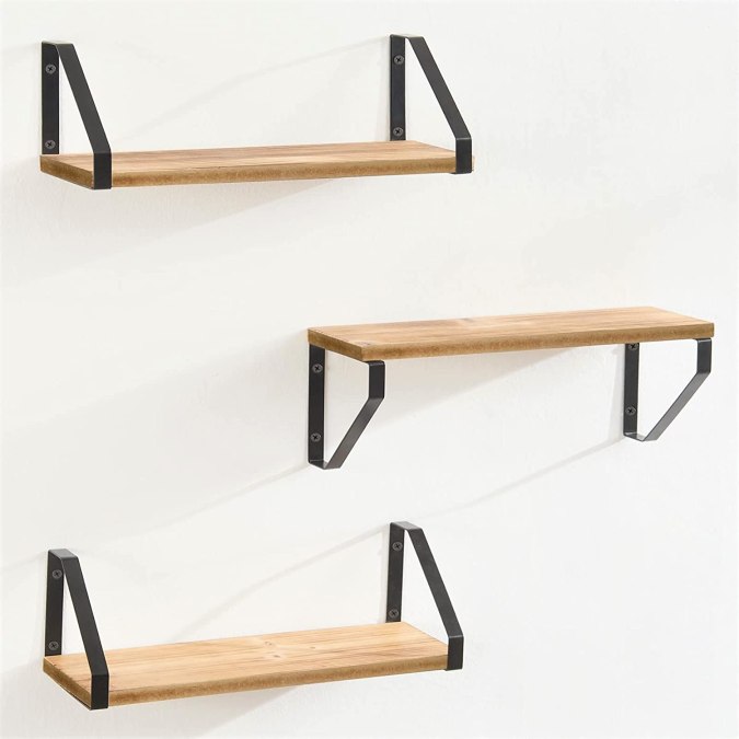Juego de repisas de madera con base metálica TFER