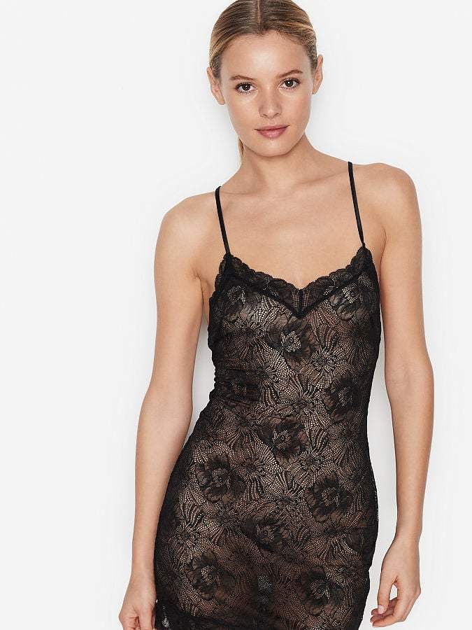 Body de dama de encaje negro Victoria’s Secret