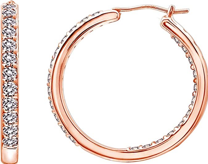 Pendientes de dama con baño de oro y circonita Amazon