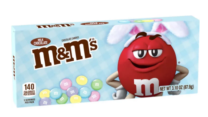 Caja de mini chocolates decorados con temática de pascua M&Ms