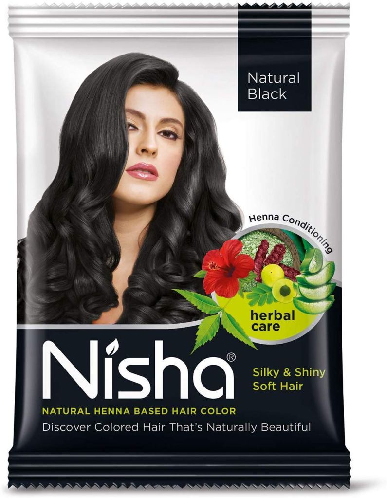 Tinte para cabello color negro a base de Henna Nisha