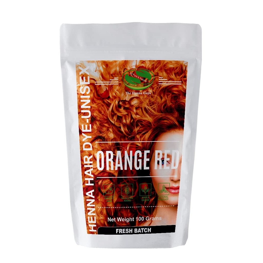 Tinte para cabello color rojo anaranjado a base de Henna The Henna Guys