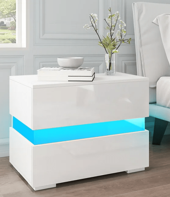 Mesita de noche blanca con diseño moderno Wade Logan