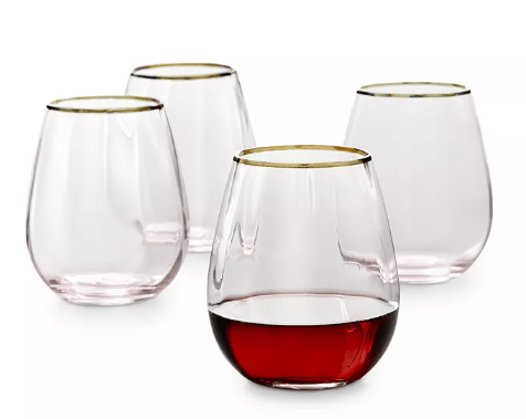 Set de vasos de vidrio con borde dorado Martha Stewart Collection