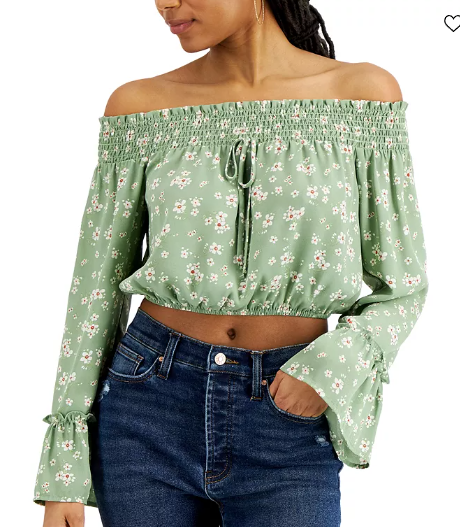 Top para dama de hombros descubiertos y estampado floral Kingston Grey en Macy’s